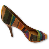 Canvas Nine West Multi Color Stripes Pumps - Shoe Bank
