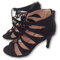 LULUS Black Suede Lace-Up Heels - Shoe Bank