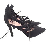 LULUS Black Suede Leg-Wrap Heels - Shoe Bank