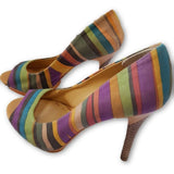 Canvas Nine West Multi Color Stripes Pumps - Shoe Bank