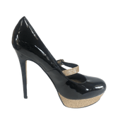 Shoe Dazzle black & gold platforms