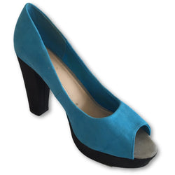 H&M Suede Peep Toe Block Heel - Shoe Bank