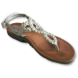 Nimrod Silver Braided Thong Sandals - Shoe Bank